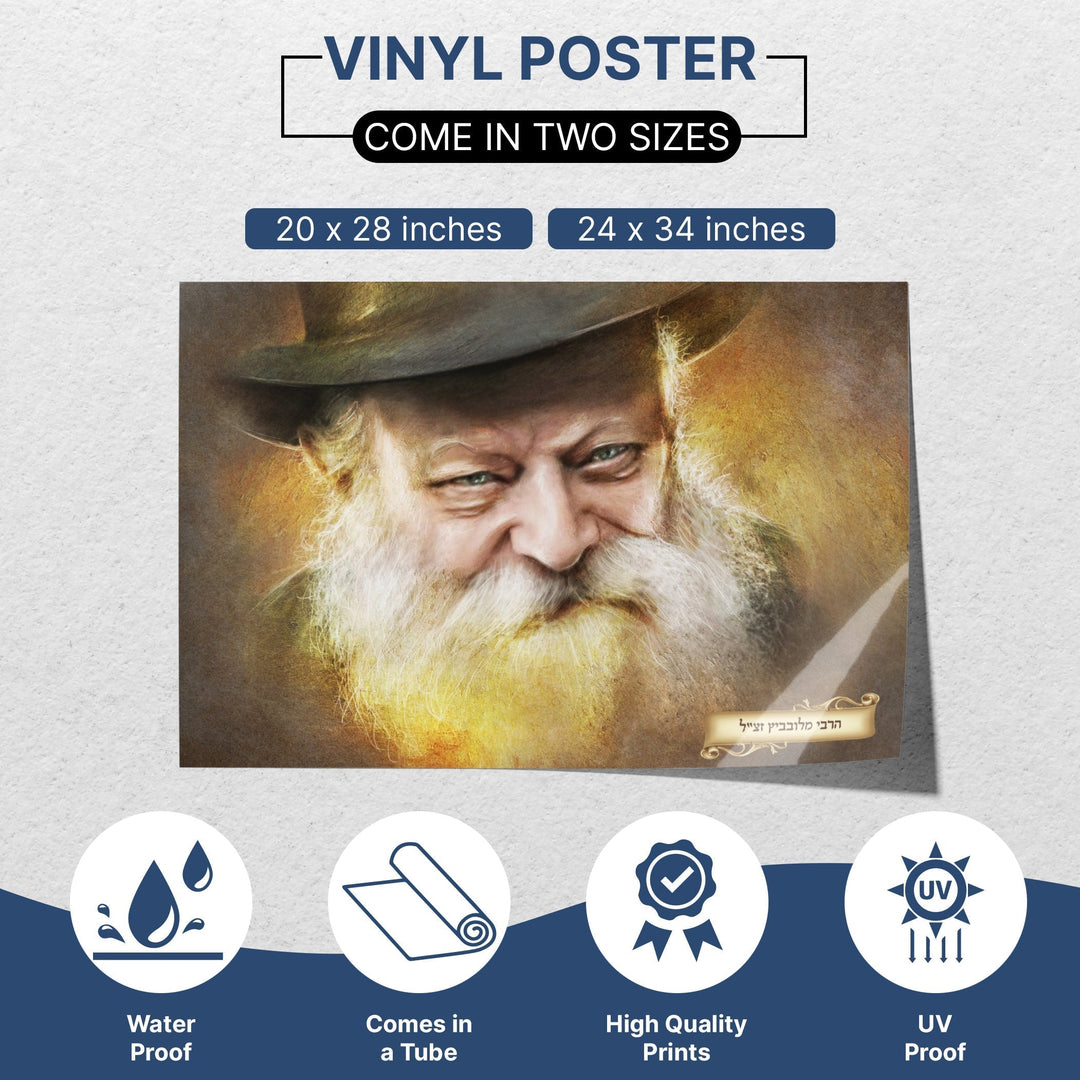 Joyful Spirit - Smiling Lubavitch Rebbe Sukkot Poster - Ben-Ari Art Gallery