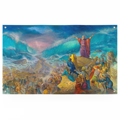 Alex Levin Artwork - Colorful Splitting of the Sea Poster for Sukkah Decor